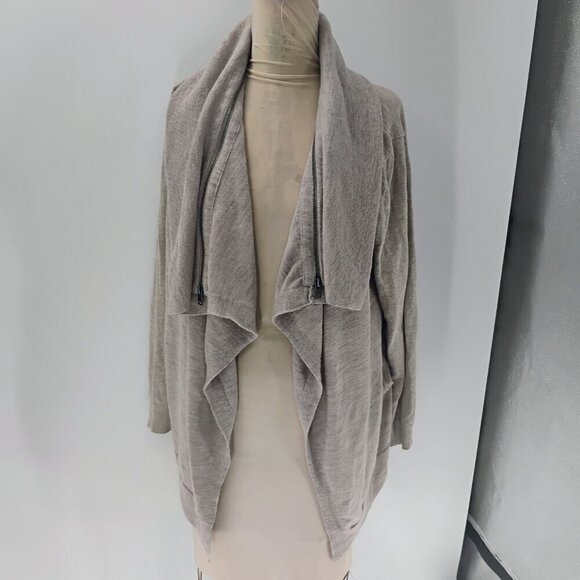 allsaints 100% wool long lined sweater cardigan pockets beige dahlia cardigan - Picture 12 of 15